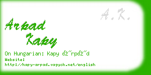 arpad kapy business card